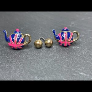 Teapot London Inspired Earrings & Studs - 2 Sets